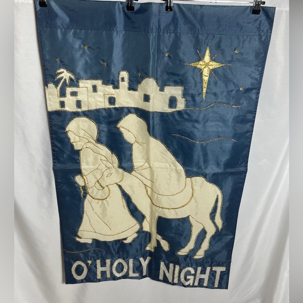 Vintage 1998 O Holy Night Nativity Christmas Banner 28x44 Flag